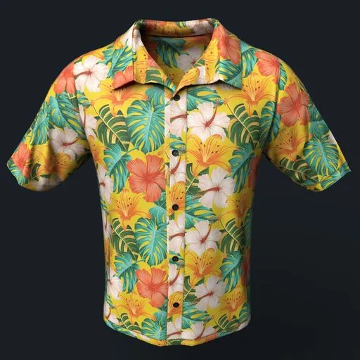 Yellow Colorful Floral Button-Up Shirt