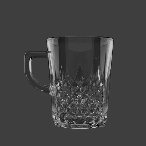 Square Glass Cup with Diamond Pattern