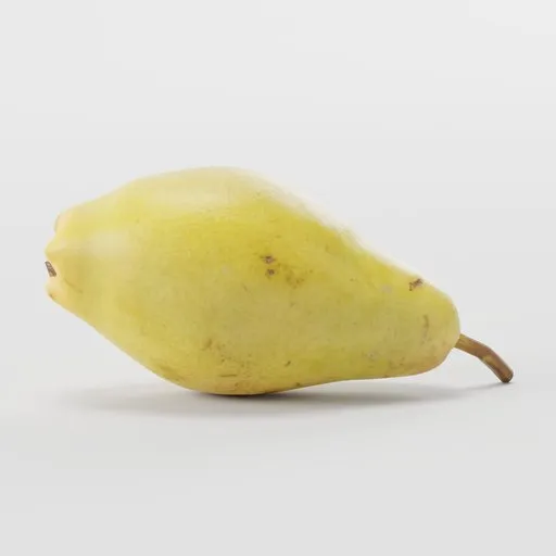 Detailed 3D model of a yellow-green pear with realistic 4K textures, suitable for Blender rendering.