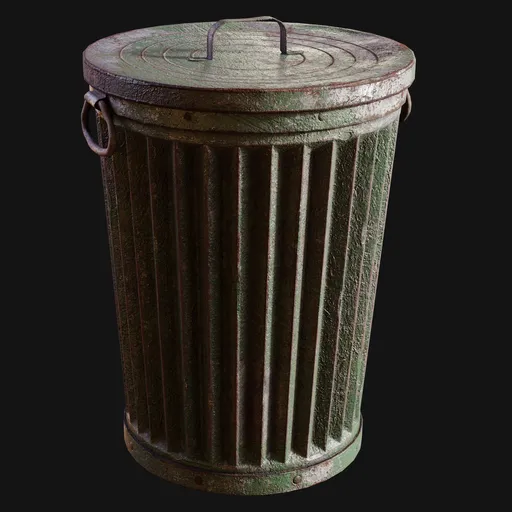 1920s Flat-Top City Garbage Can Green