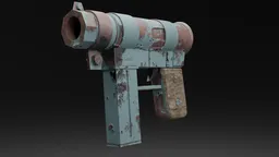 Highly detailed Blender 3D model of a weathered, textured military sci-fi gun with rust effects.