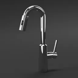 Realistic Chrome Moen Faucet 3D model designed for Blender, showcasing sleek reflective surfaces and modern design.