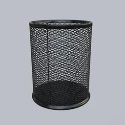 Textured mesh pencil cup Blender 3D model for desk organization.