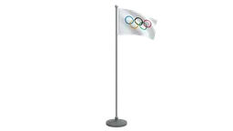 3D Blender model showcasing low-poly animated Olympic flag, optimized for CG renderings.