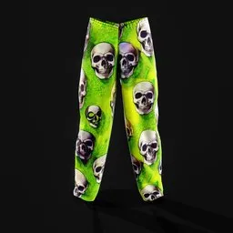 Flared Pants with Skull Pattern