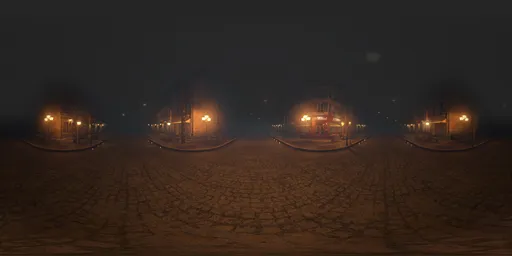 Foggy European Street at Night