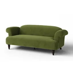 Barberton 3 Seater Velevt Green Sofa