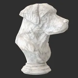 Dog bust marble white statue