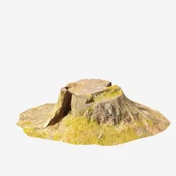 High-quality 3D model of a realistic, textured sawed tree stump for Blender rendering or animation.