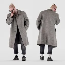 Man in Coat Walking