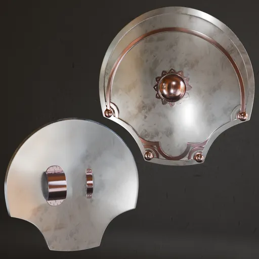 Detailed antique shield 3D Blender model with high-quality metal textures, ideal for war game designs.