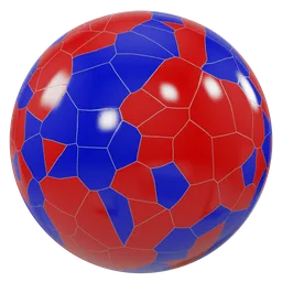 Vivid red and blue PBR tile material for 3D rendering in Blender, high-detail 4K texture for realistic surfaces.