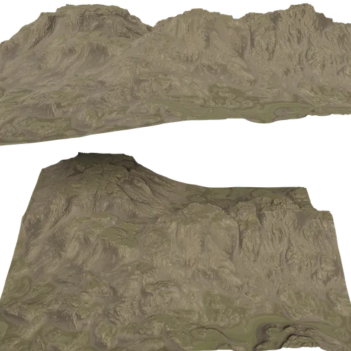 Detailed 3D mountain terrain model for Blender, optimized with 4K textures, perfect for realistic landscape rendering.