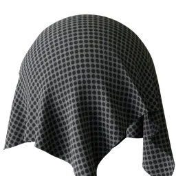 High-resolution PBR black and gray dotted fabric texture for 3D modeling in Blender and similar applications.