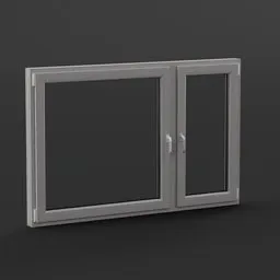 High-quality 3D model of a double-glazed plastic window suitable for Blender rendering.