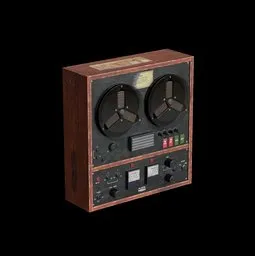 Detailed 3D modeled vintage tape recorder, highly detailed textures, perfect for Blender 3D rendering projects.