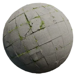 High-resolution PBR Moss Cracked texture for 3D floor material, ideal for Blender and other 3D apps.