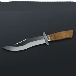 Realistic Blender 3D model of a textured military hunting knife designed for detailed close-up renders.