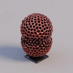 Intricate cellular structured 3D model with metallic finish, suitable for Blender rendering and sculptural design projects.