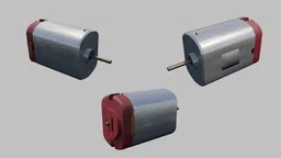 Detailed 3D model showcasing various angles of a Type 130 DC brushless motor for RC and robotics applications.