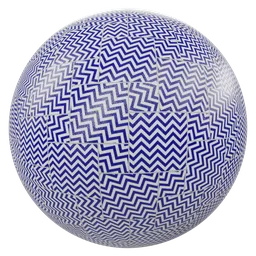 High-resolution PBR 3D material with blue and white chevron pattern for photorealistic texturing in Blender and other 3D apps.