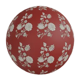 Floral embroidery motif wallpaper