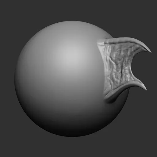 NS Fin 03 sculpting brush for Blender 3D creating intricate dragon scale textures.