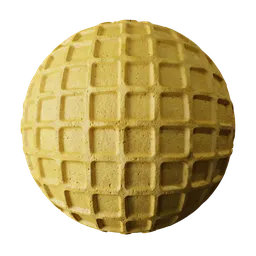 Realistic waffle PBR texture for 3D Blender food material with spongy surface, perfect for CGI baked goods.