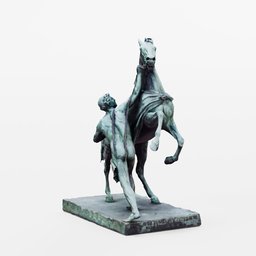 Man and horse trainer statue