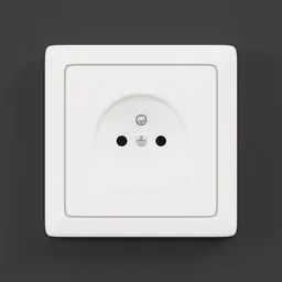 Realistic 3D render of a European wall socket for Blender modeling and interior design visualization.