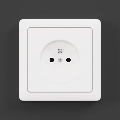 Realistic 3D render of a European wall socket for Blender modeling and interior design visualization.