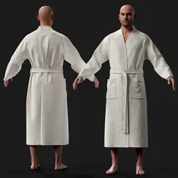 Male Terry Bathrobe Realistic Spa Robe