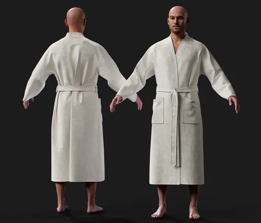 Male Terry Bathrobe Realistic Spa Robe