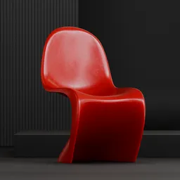 Red classic Panton chair 3D model, icon of design, available in multiple colors for Blender rendering.