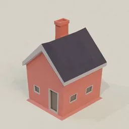 Low poly 3D house model with simple geometry and textures, ideal for Blender 3D projects and animations.
