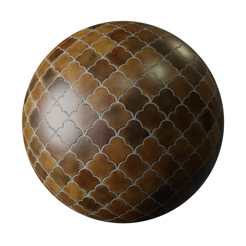 Moroccan Tiles Brown FREE 3D Tiles Materials BlenderKit