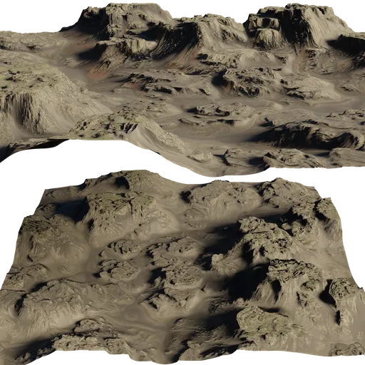 Detailed 3D mountain terrain model showcasing intricate textures and realistic geological formations, optimized for Blender.