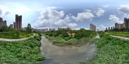 Cloud building river