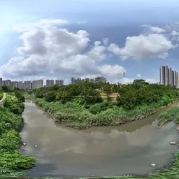 Cloud building river