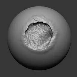 3D Zombie flesh hole brush effect for Blender sculpting, undead detailing tool