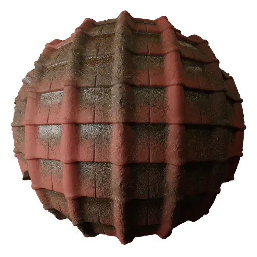 High-resolution PBR dirty roof tiles texture for 3D modeling in Blender, ideal for realistic architectural visualization.