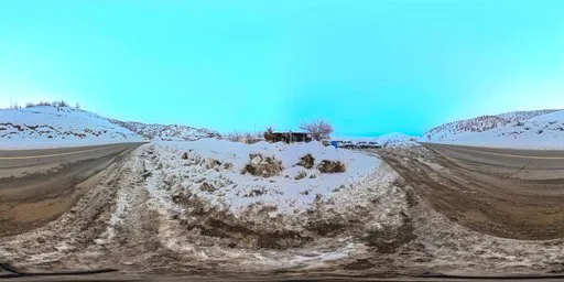 Snowy Mountain Road Junction Winter