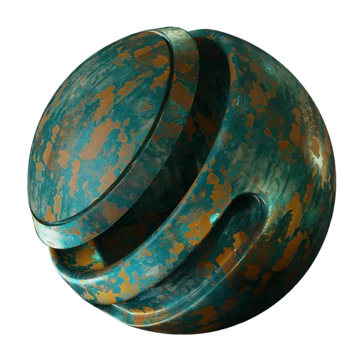 Realistic PBR rusted metal texture showing oxidation and aged imperfections with adjustable colors for 3D rendering.