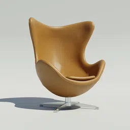 3D rendered modern Egg Chair with sleek design for Blender modeling, showcasing a stylish blend of leather and chrome materials.