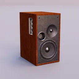Realistic vintage-style speaker 3D model with wood finish and detailed textures, compatible with Blender.