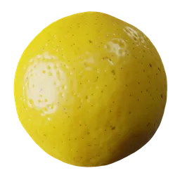 Vibrant glossy yellow Procedural Lemon PBR material texture for food simulation in Blender 3D.