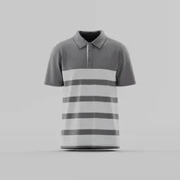 Men's Grey Stripe Polo Shirt Mockup