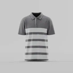 Men's Grey Stripe Polo Shirt Mockup