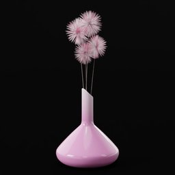Dandelion Fluff Stick With Reflective Pinkish White Flask Porcelain Vase