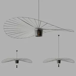 3D model of Vertigo Light Pendant for Blender, showing adjustable cable height and detailed light settings.